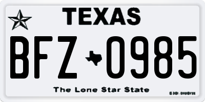 TX license plate BFZ0985