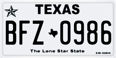 TX license plate BFZ0986