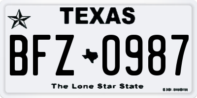 TX license plate BFZ0987