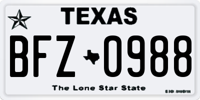 TX license plate BFZ0988