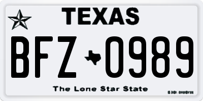 TX license plate BFZ0989