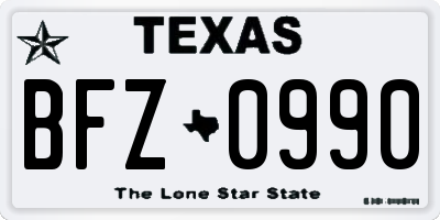 TX license plate BFZ0990