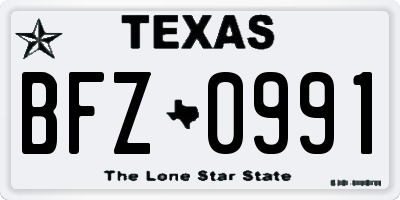 TX license plate BFZ0991