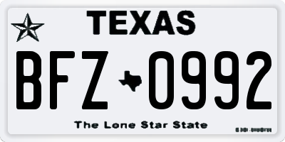 TX license plate BFZ0992