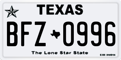 TX license plate BFZ0996