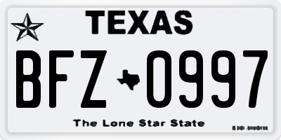 TX license plate BFZ0997