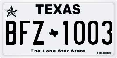 TX license plate BFZ1003