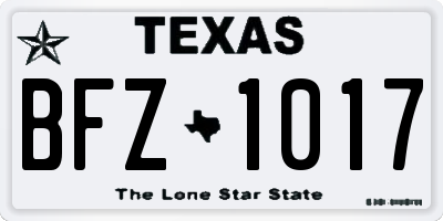 TX license plate BFZ1017