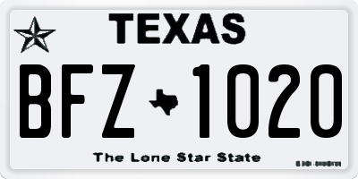 TX license plate BFZ1020