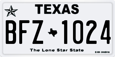 TX license plate BFZ1024