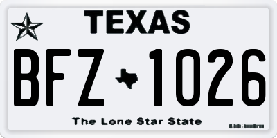 TX license plate BFZ1026