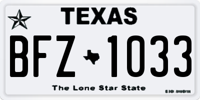 TX license plate BFZ1033