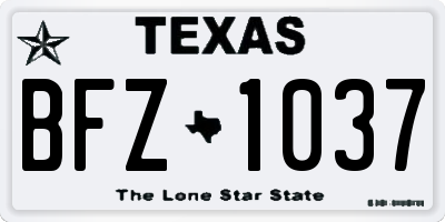 TX license plate BFZ1037