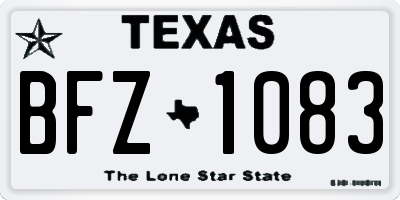 TX license plate BFZ1083