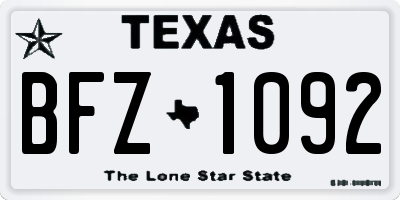 TX license plate BFZ1092