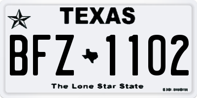 TX license plate BFZ1102