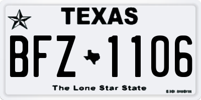TX license plate BFZ1106