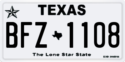 TX license plate BFZ1108