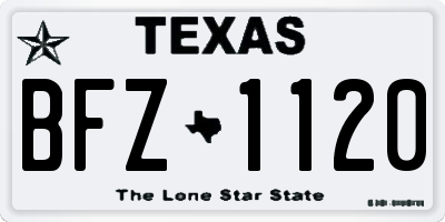 TX license plate BFZ1120