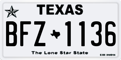 TX license plate BFZ1136
