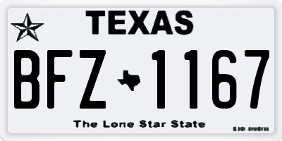 TX license plate BFZ1167