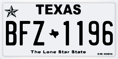 TX license plate BFZ1196