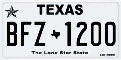 TX license plate BFZ1200