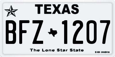 TX license plate BFZ1207