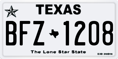 TX license plate BFZ1208