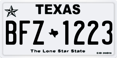 TX license plate BFZ1223