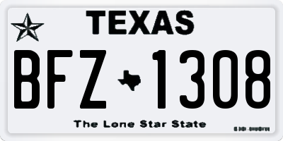 TX license plate BFZ1308