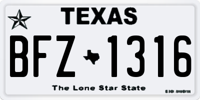 TX license plate BFZ1316
