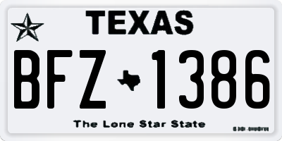 TX license plate BFZ1386