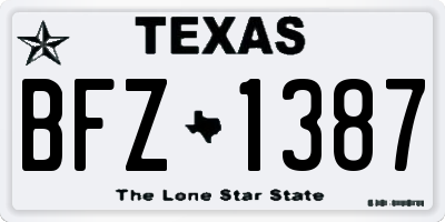 TX license plate BFZ1387