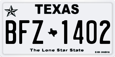 TX license plate BFZ1402