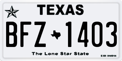 TX license plate BFZ1403