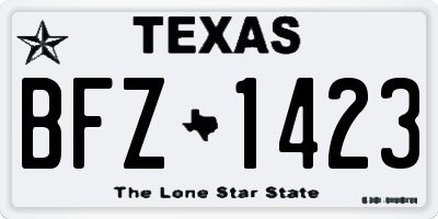 TX license plate BFZ1423