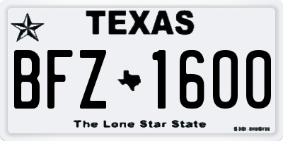 TX license plate BFZ1600