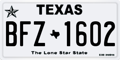 TX license plate BFZ1602