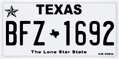 TX license plate BFZ1692