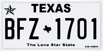 TX license plate BFZ1701