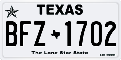 TX license plate BFZ1702