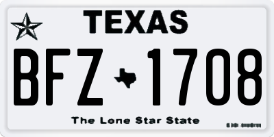 TX license plate BFZ1708