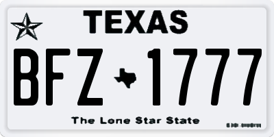 TX license plate BFZ1777