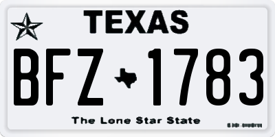 TX license plate BFZ1783