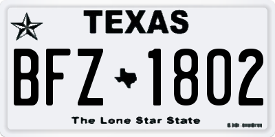 TX license plate BFZ1802