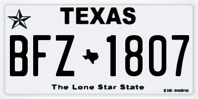 TX license plate BFZ1807