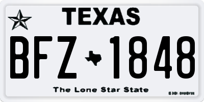 TX license plate BFZ1848