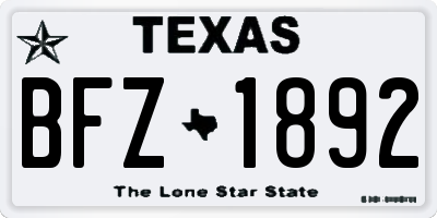 TX license plate BFZ1892