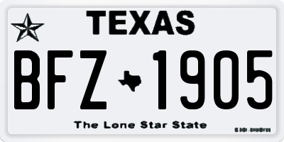 TX license plate BFZ1905